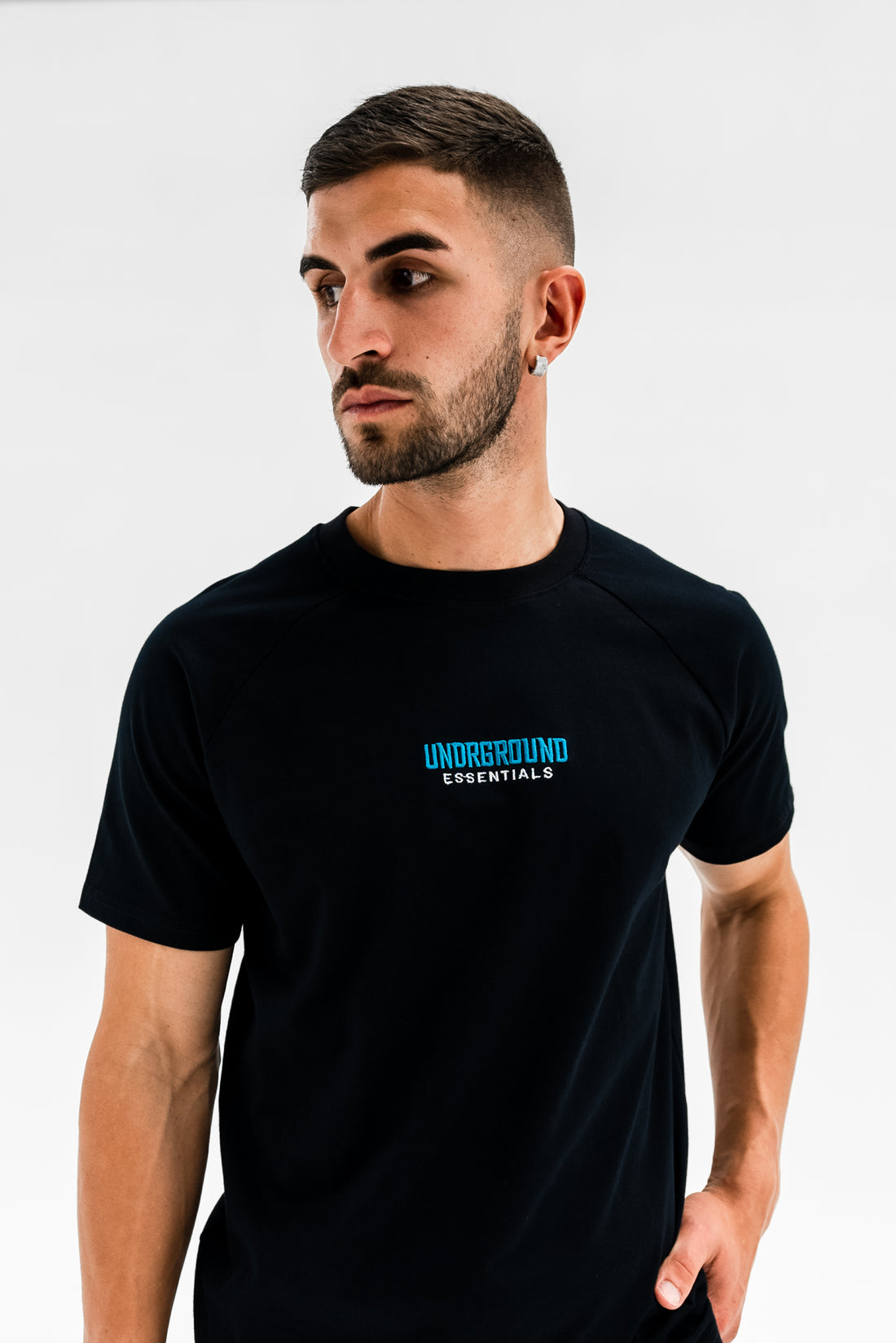 Curved Black Tee x Blue